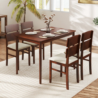 5-Piece Dining Table Set with High Curved Back for 4 People
