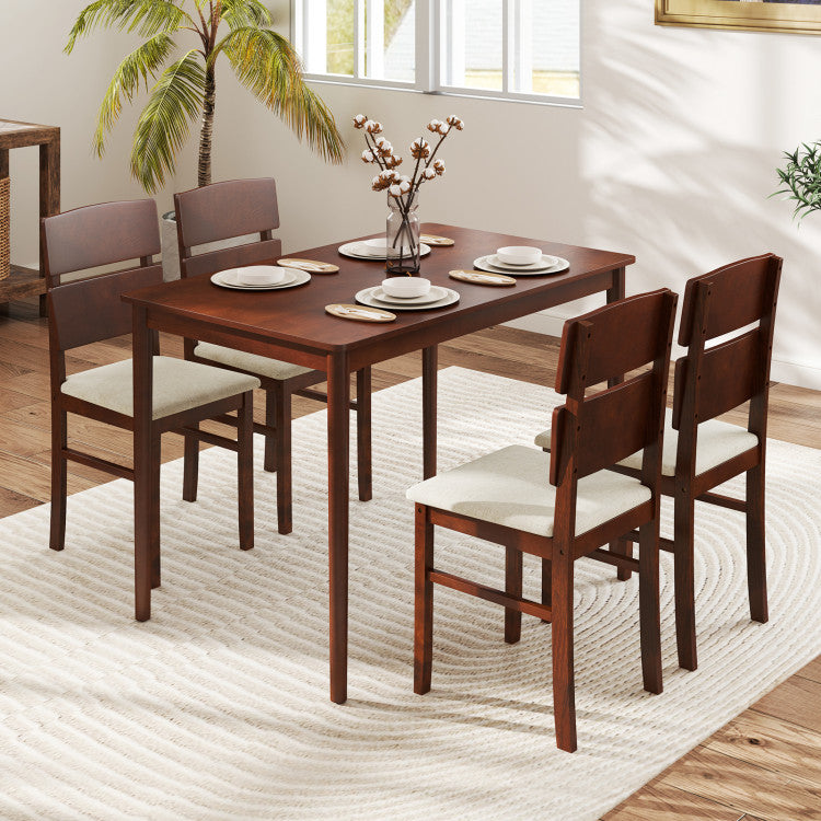 5-Piece Dining Table Set with High Curved Back for 4 People