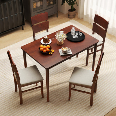 5-Piece Dining Table Set with High Curved Back for 4 People