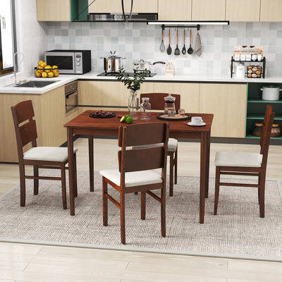 5-Piece Dining Table Set with High Curved Back for 4 People