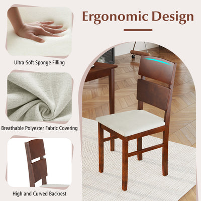 5-Piece Dining Table Set with High Curved Back for 4 People