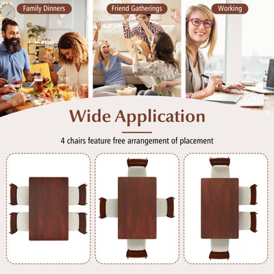 5-Piece Dining Table Set with High Curved Back for 4 People