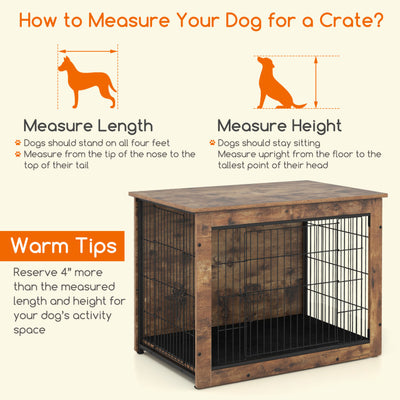 Dog Crate Furniture with Cushion and Double Doors for Small/Medium Dogs