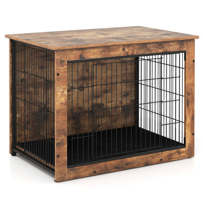 Dog Crate Furniture with Cushion and Double Doors for Small/Medium Dogs