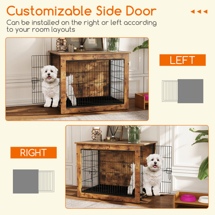 Dog Crate Furniture with Cushion and Double Doors for Small/Medium Dogs