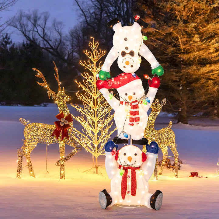 5.6 FT LED Snowmen Christmas Decoration, Pre-Lit Snowman Ornament with LED Lights, Light Strings