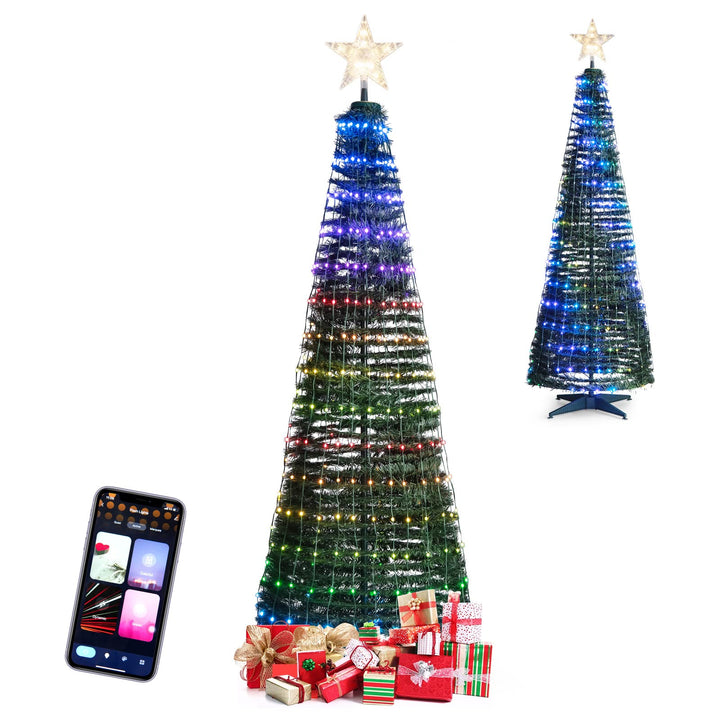 6.2 FT Pop-up Lighted Christmas Tree, Pre-Lit Xmas Tree W/ 282 RGB LED Lights