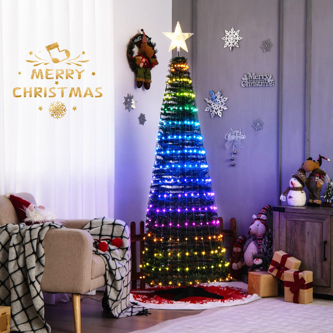 6.2 FT Pop-up Lighted Christmas Tree, Pre-Lit Xmas Tree W/ 282 RGB LED Lights