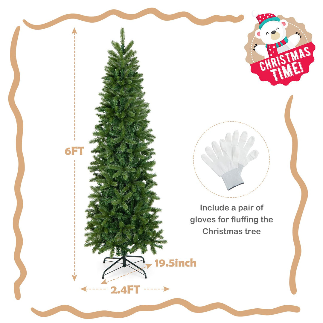 6 ft Full Artificial Christmas Tree, Pre-lit Xmas Tree w/ Switchable Warm White &amp; Multi-color LED Lights