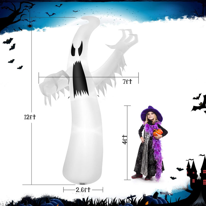 12ft Halloween Inflatable Ghost, Quick Blow up Halloween Decoration