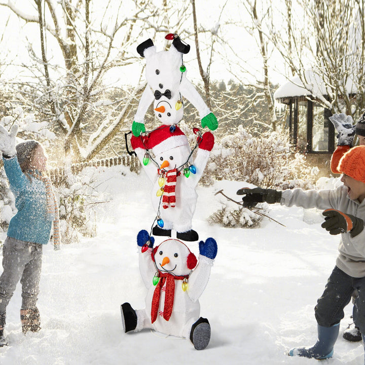5.6 FT LED Snowmen Christmas Decoration, Pre-Lit Snowman Ornament with LED Lights, Light Strings