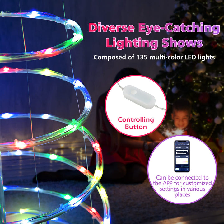6 FT Spiral Christmas Tree W/ 135 LED Lights, 10 Lighting Modes