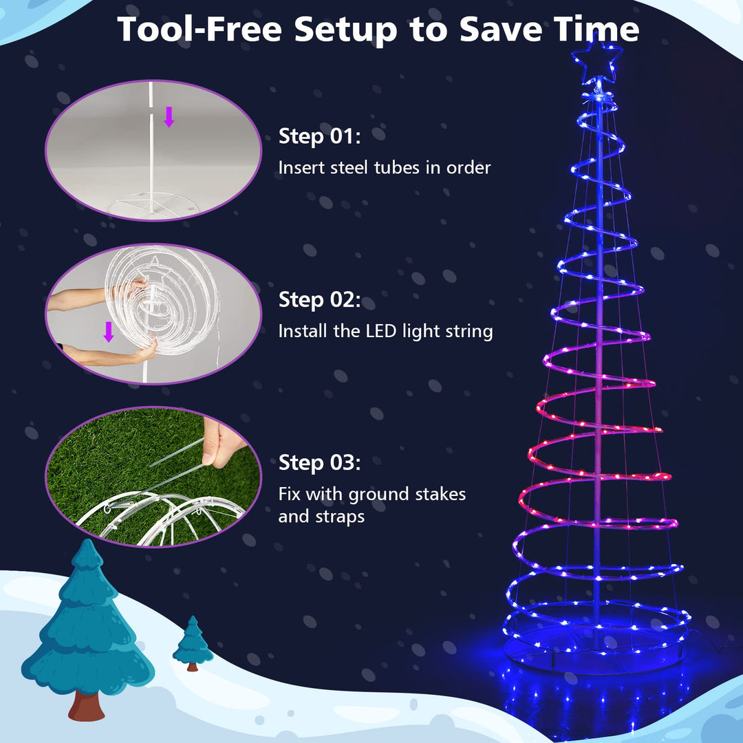 6 FT Spiral Christmas Tree W/ 135 LED Lights, 10 Lighting Modes