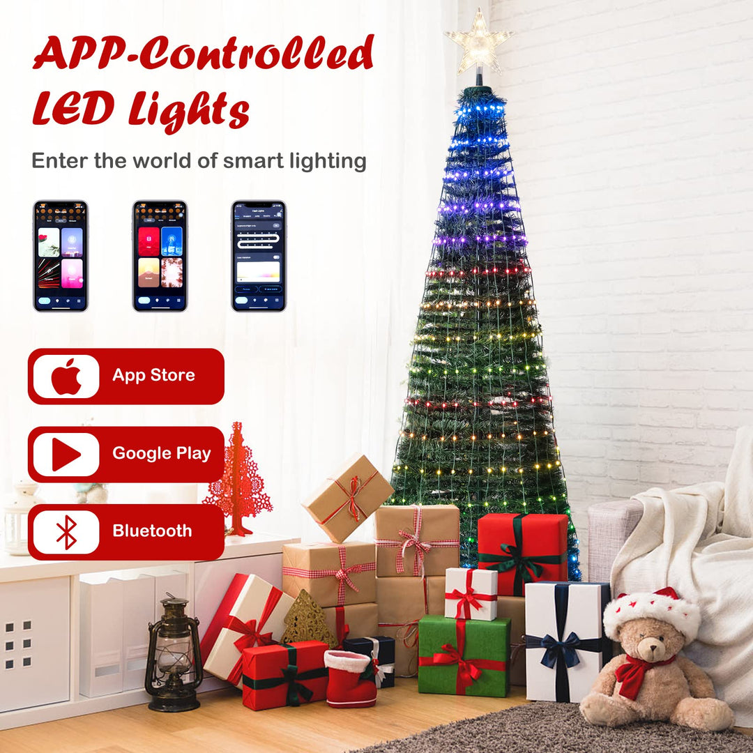 6.2 FT Pop-up Lighted Christmas Tree, Pre-Lit Xmas Tree W/ 282 RGB LED Lights