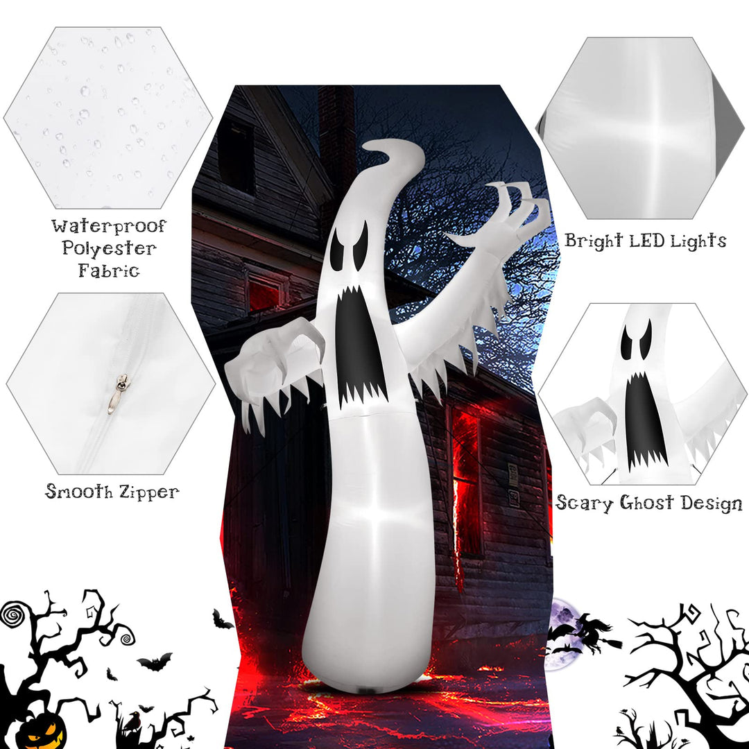 12ft Halloween Inflatable Ghost, Quick Blow up Halloween Decoration