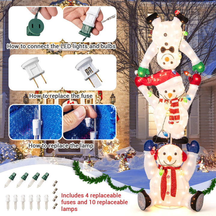 5.6 FT LED Snowmen Christmas Decoration, Pre-Lit Snowman Ornament with LED Lights, Light Strings