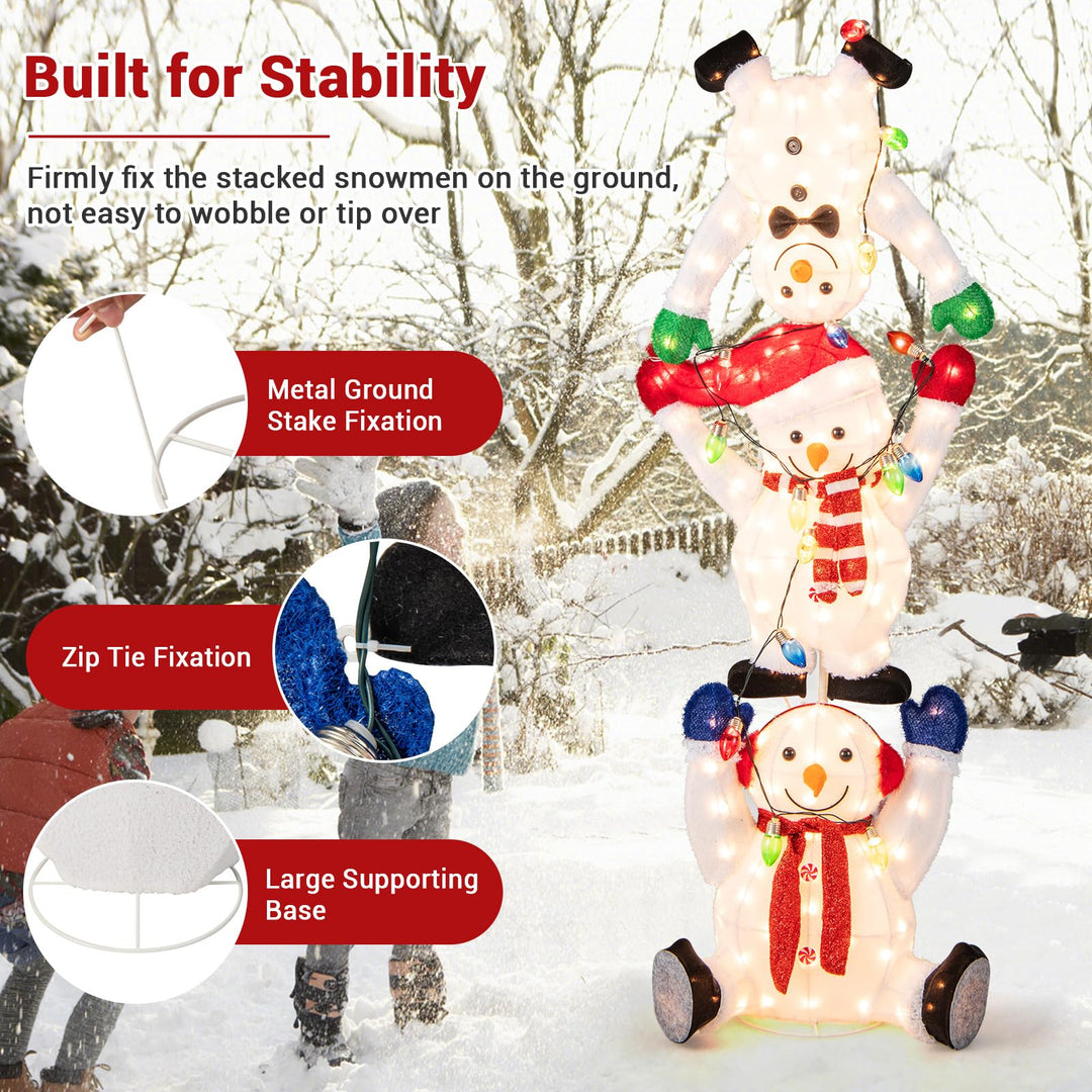 5.6 FT LED Snowmen Christmas Decoration, Pre-Lit Snowman Ornament with LED Lights, Light Strings