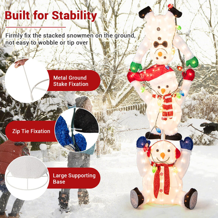 5.6 FT LED Snowmen Christmas Decoration, Pre-Lit Snowman Ornament with LED Lights, Light Strings