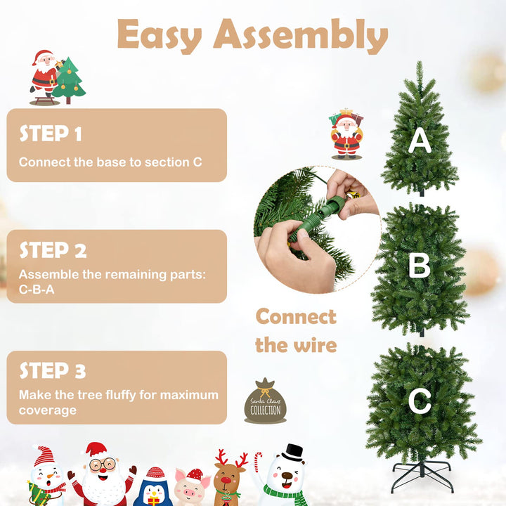 6 ft Full Artificial Christmas Tree, Pre-lit Xmas Tree w/ Switchable Warm White &amp; Multi-color LED Lights