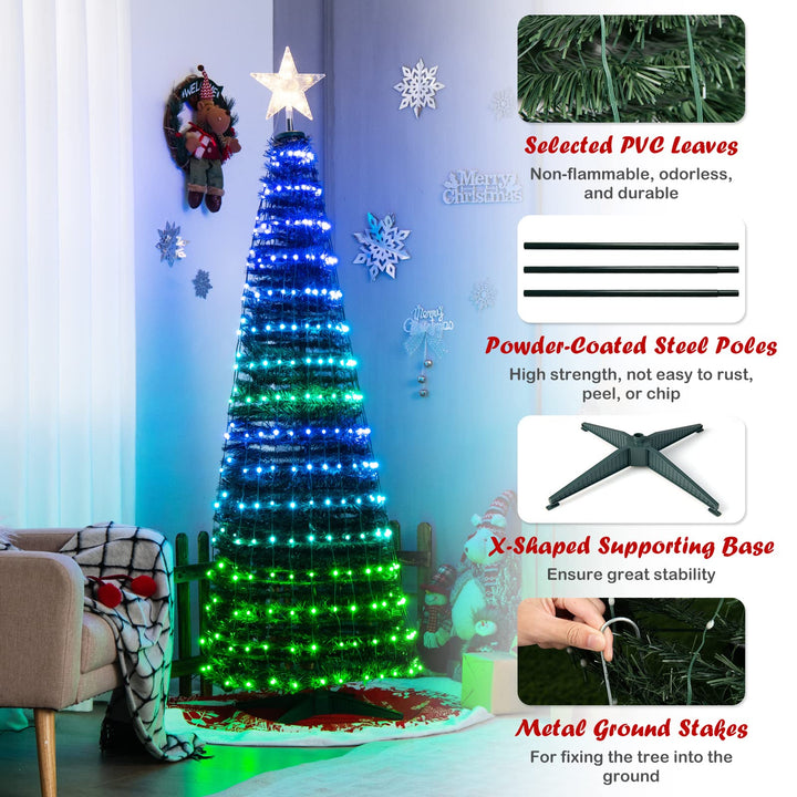 6.2 FT Pop-up Lighted Christmas Tree, Pre-Lit Xmas Tree W/ 282 RGB LED Lights