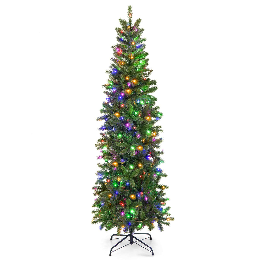6 ft Full Artificial Christmas Tree, Pre-lit Xmas Tree w/ Switchable Warm White &amp; Multi-color LED Lights