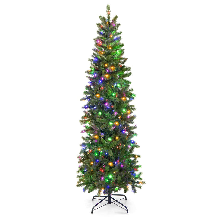 6 ft Full Artificial Christmas Tree, Pre-lit Xmas Tree w/ Switchable Warm White &amp; Multi-color LED Lights
