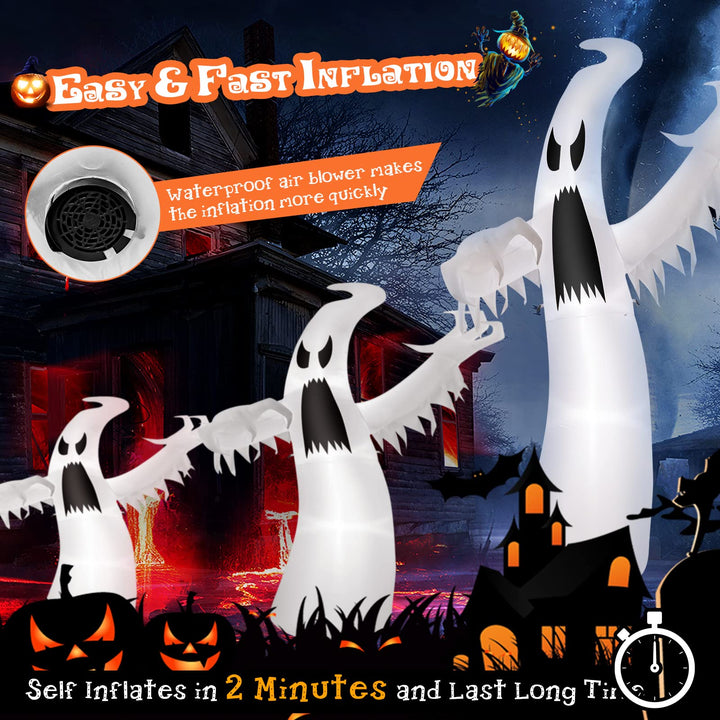 12ft Halloween Inflatable Ghost, Quick Blow up Halloween Decoration