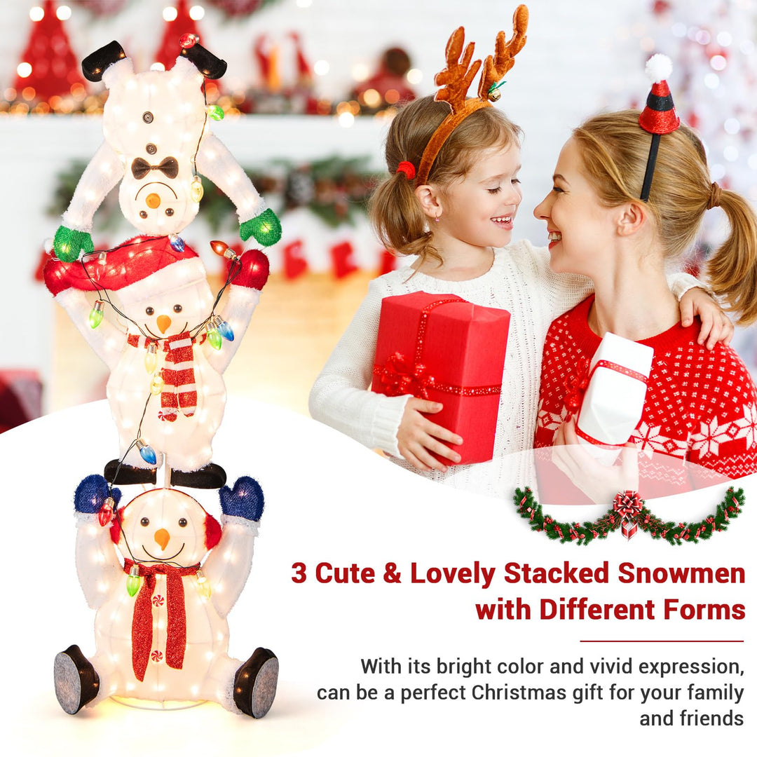 5.6 FT LED Snowmen Christmas Decoration, Pre-Lit Snowman Ornament with LED Lights, Light Strings