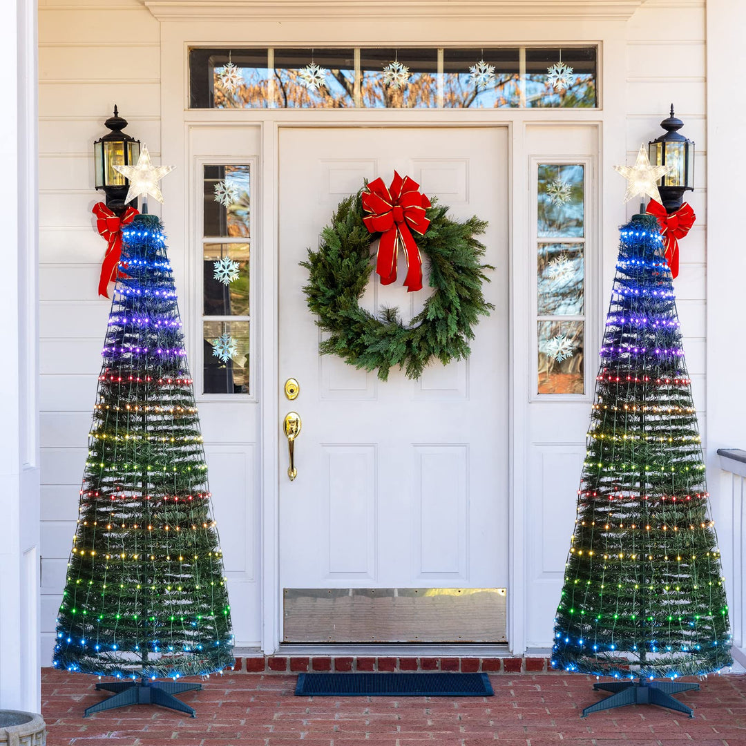 6.2 FT Pop-up Lighted Christmas Tree, Pre-Lit Xmas Tree W/ 282 RGB LED Lights
