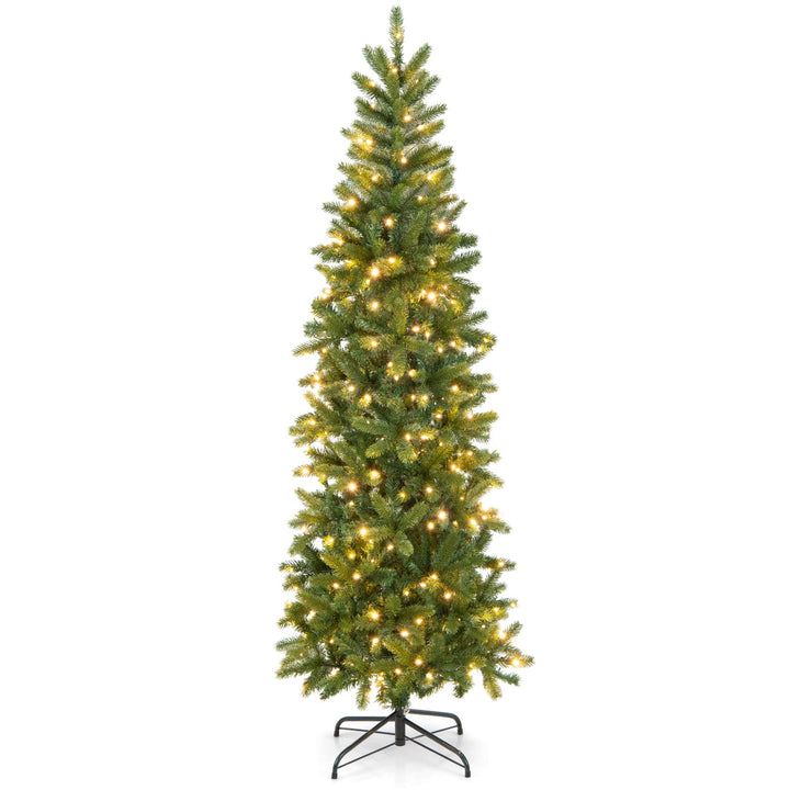 6 ft Full Artificial Christmas Tree, Pre-lit Xmas Tree w/ Switchable Warm White &amp; Multi-color LED Lights