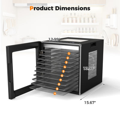 10 Stainless Steel Trays Dryer with 10 Presets