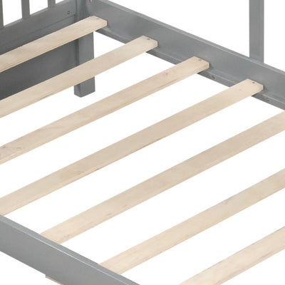 Twin Size House Bed with 2 Storage Drawers and Fence Guardrails