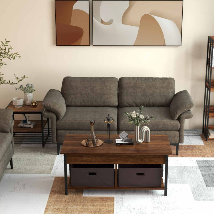 Modern Fabric Sofa and Accent Chair with 2 Side Table for Living Room