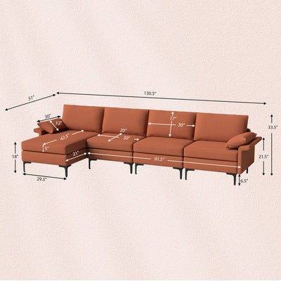 Accent Chair + Side Table + L-Shaped Sectional Sofa /3-Piece Modern Living Room Furniture Set/
