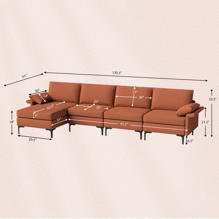 Accent Chair + Side Table + L-Shaped Sectional Sofa /3-Piece Modern Living Room Furniture Set/