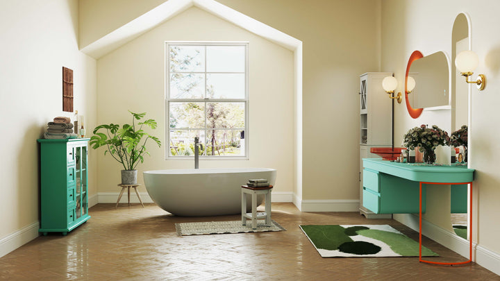 3-in-1 Bath &amp; Storage Combo: Tall Cabinet, Shower Bench &amp; Buffet Sideboard