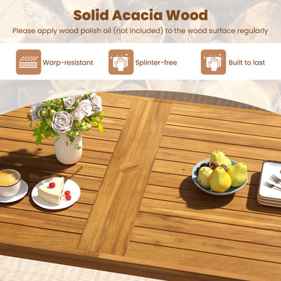 3 Pieces Patio Dining Table Set 63” Rectangle Table and 2 Backless Bench