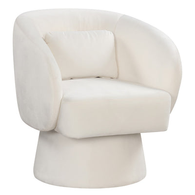Swivel Accent Chair Upholstered Barrel Chair with Curved Back and Removable Lumbar Pillow