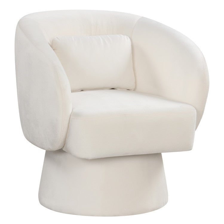 Swivel Accent Chair Upholstered Barrel Chair with Curved Back and Removable Lumbar Pillow