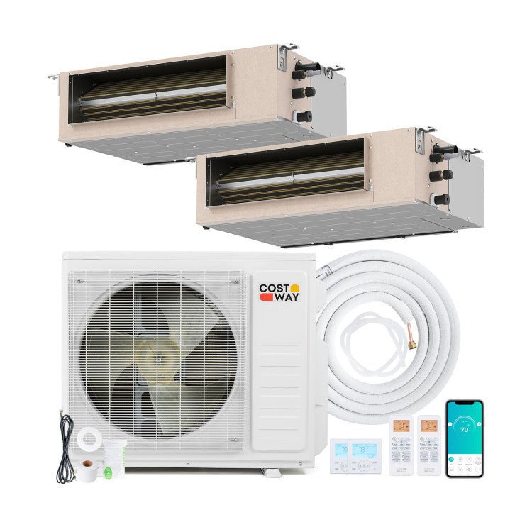 X-Pro 27000 BTU 2 Zone 24 SEER2 Concealed Ducted Mini Split AC