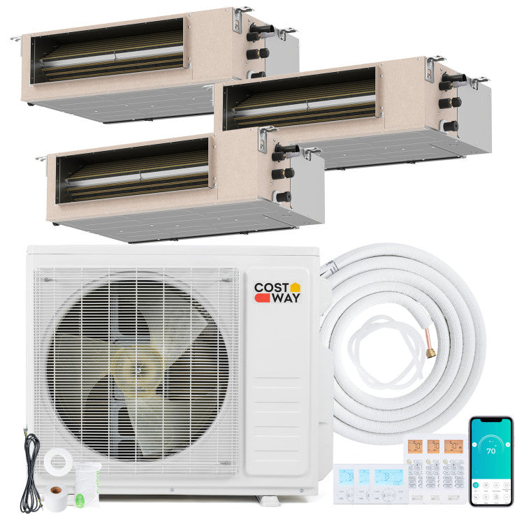 X-Pro 27000 BTU 3 Zone 24 SEER2 Concealed Ducted Mini Split AC