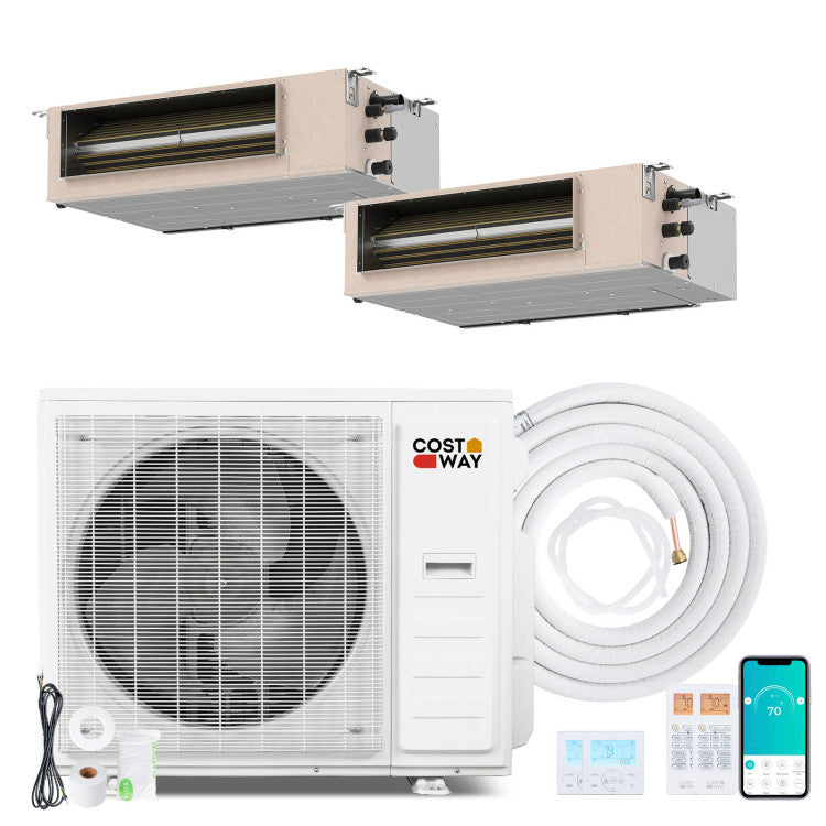 X-Pro 35000 BTU 2 Zone 22.5 SEER2 Concealed Ducted Mini Split AC