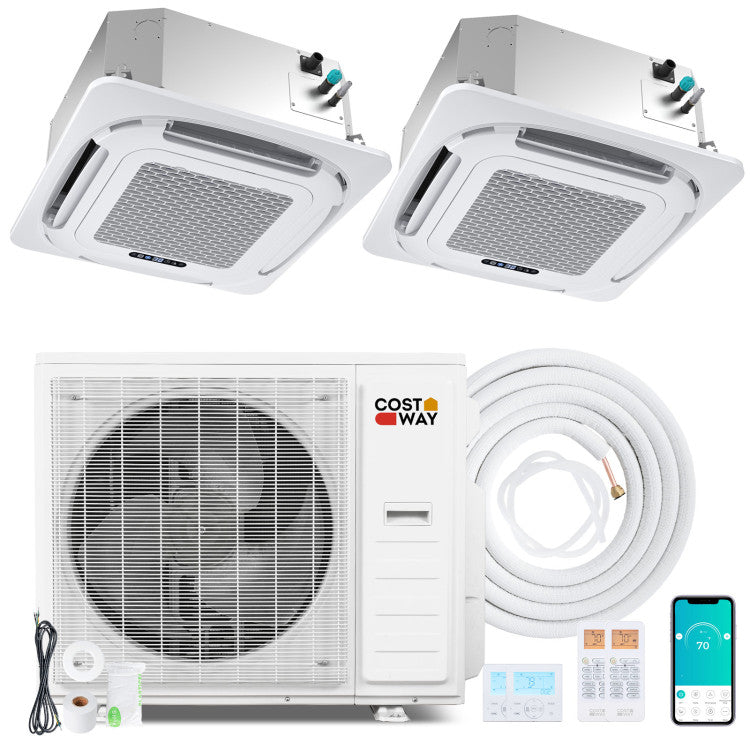 X-Pro 35000 BTU 2 Zone 22.5 SEER2 Ceiling Cassette Mini Split AC