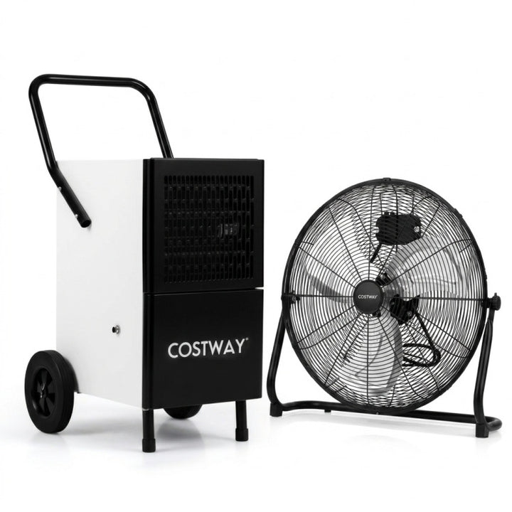 Commercial Dehumidifier and Heavy-Duty Metal Floor Fan Combo