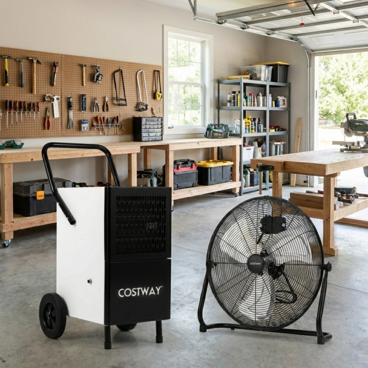 Commercial Dehumidifier and Heavy-Duty Metal Floor Fan Combo
