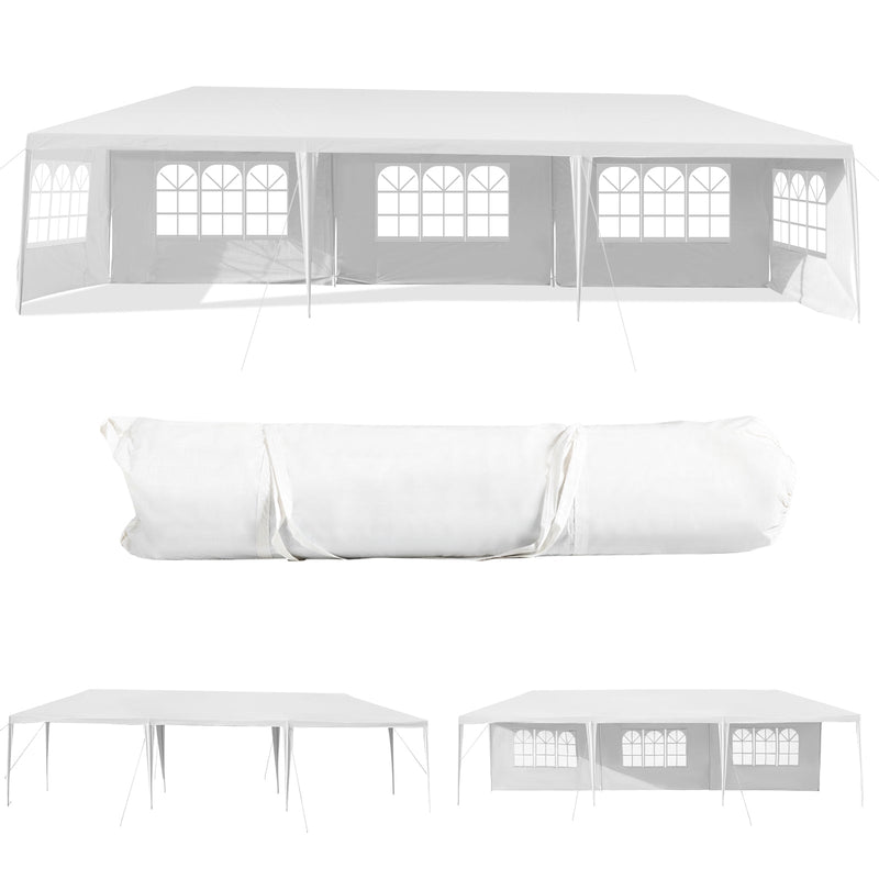 10 x 30 Feet Gazebo Canopy with 5 Removable Sidewalls for Outdoor Party Wedding