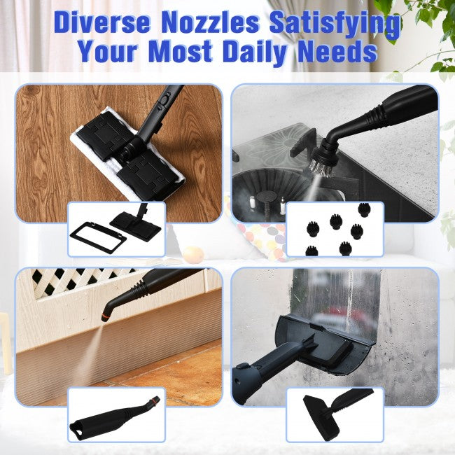 2000W Multifunctional Steam Cleaner Household Mop Heavy Duty Rolling Cleaning Machine with 19 Accessories for Carpet Floors