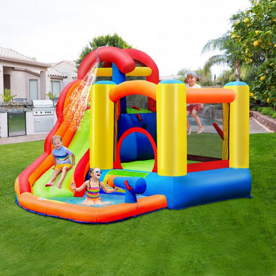 Kids Inflatable Water Slide Park Bounce House Jumping Castle with Ball Shooting and Air Blower for Summer Playland