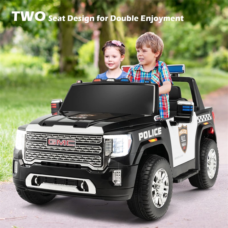 2 Seater Battery Powered GMC Kids Ride on Truck 12V Licensed Electric Car with Remote Control and Storage Box-Canada Only