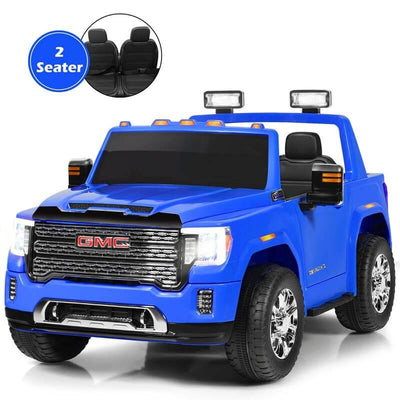 2 Seater Battery Powered GMC Kids Ride on Truck 12V Licensed Electric Car with Remote Control and Storage Box